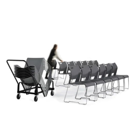 Global 6624 Chariot pour chaise empilable Duet - Noir - BLK