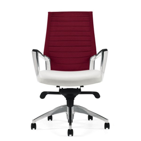 Global Accord 2676-4 Fauteuil basculant avec base aluminium et dossier filet - VU18 Rose Rouge