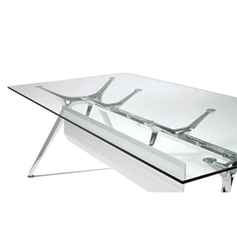 Tusch Glass Office Desk - Arkitek - Clear Glass & Chrome Legs