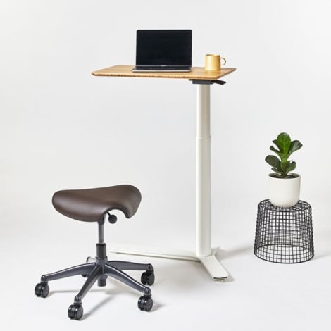 Float Mini - Adjustable Table - Bamboo Top and White Base