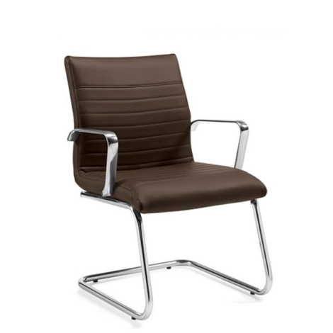 Chaise visiteur Vion - Mesh noir. siège vinyle blanc et base chrome