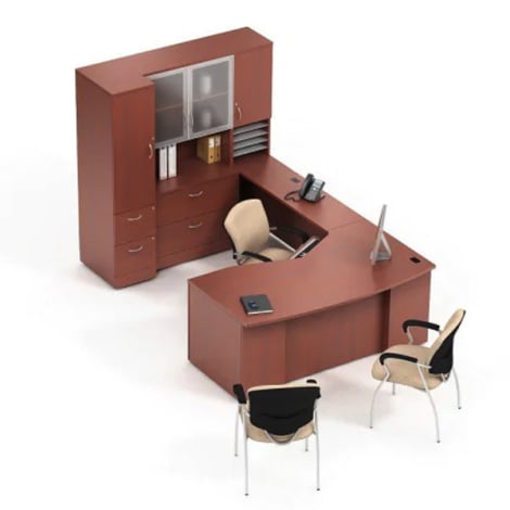 Global Zira ZL-11 - Suite de Bureau pour Exécutifs - Application côté GAUCHE - TMA Acajou moiré