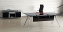 Tusch Glass Office Desk - Arkitek - Black Glass & Chrome Legs
