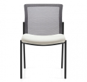 Vion Guest Chair - Stone mesh back, white vinyl seat & black frame
