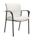 Vion Guest Chair - White vinyl back and seat & black frame