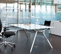 Tusch Glass Office Desk - Arkitek - White glass & Chrome Legs