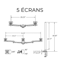 Workrite Bras Statique pour Écran - Conform - option 5 écrans
