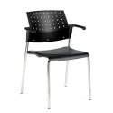 Global Stacking Plastic Chair with Arms - Sonic 6513 - Chrome - Night