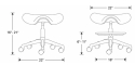 Saddle/Pony - Tabouret Ergonomique sur Roulettes - Dimensions