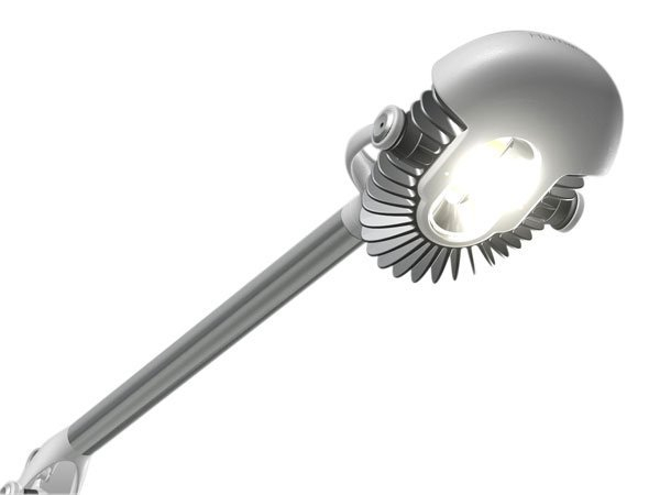 Détail de la lampe Element de Humanscale - Durée de vie de 50 000 heures - Argent