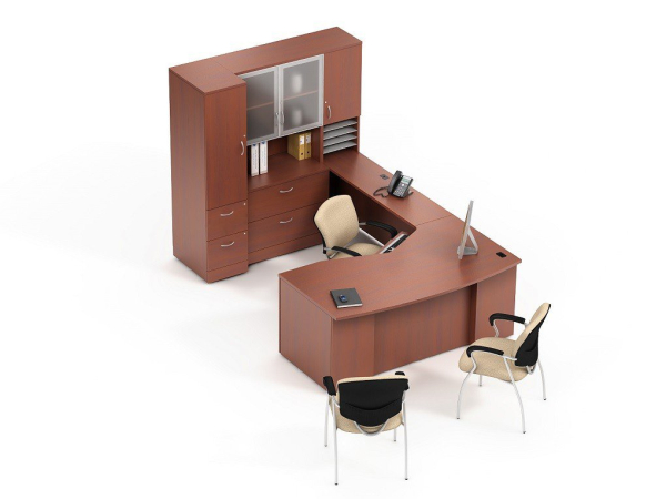 Global Zira ZL-11 - Computer Desk Suite - Left hand side application - TMA Tiger Mahogany